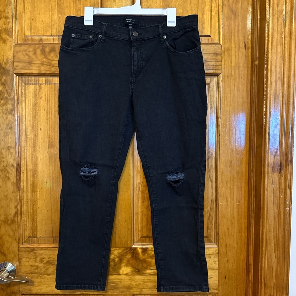 Banana Republic Black Distressed Girlfriend Jeans